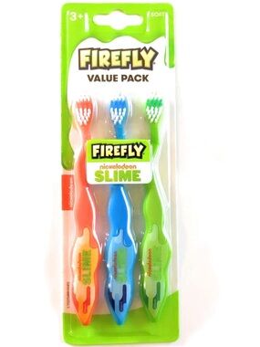 Nickelodeon Slime 3-pack toothbrush set in red, blue, and green